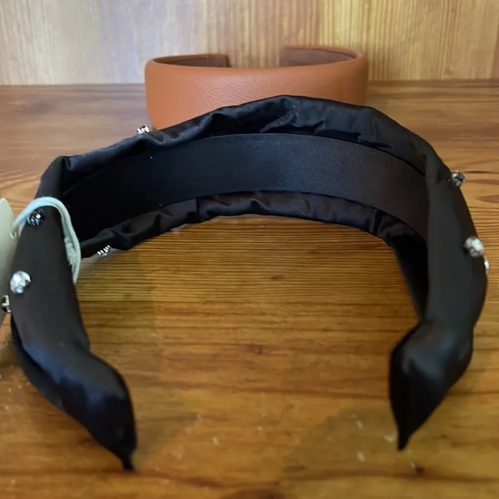 2 pack Headbands A New‎ Day Black Rhinestone Faux Leather Headband